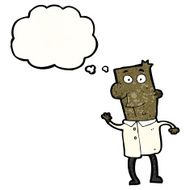 happy cartoon man in shirt with thought bubble N2