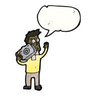 cartoon man with camera and speech bubble N2
