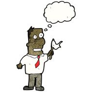 cartoon businessman waving white flag N2