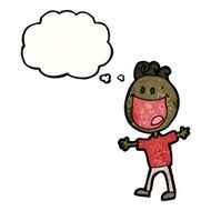 cartoon happy man with thought bubble N511