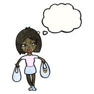 Cartoon Woman Carrying Shopping Bags N5