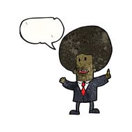 cartoon businessman with big afro hair N2