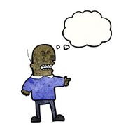 cartoon bald man with thought bubble N9