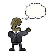 cartoon bald man with thought bubble N10