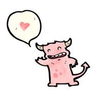 cartoon little monster with love heart N2