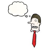 cartoon businessman&#039;s head with thought bubble N3