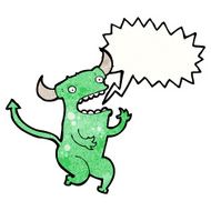 cartoon little devil with speech bubble N32