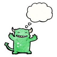 cartoon devil with thought bubble N17