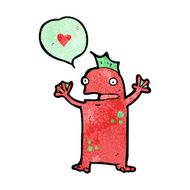 cartoon little swamp monster in love N2