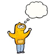 cartoon boy in hooded sweatshirt with thought bubble N3
