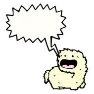 friendly cartoon monster with speech bubble N2