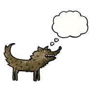 cartoon wolf with thought bubble N43