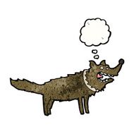 cartoon wolf with thought bubble N44