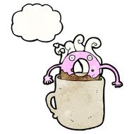cartoon donut dunked in coffee N3