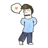cartoon shy man with love heart N2