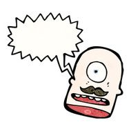 cartoon monster head with speech bubble N4