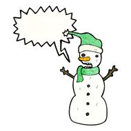 cartoon snowman with speech bubble N11
