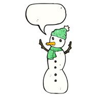 cartoon snowman with speech bubble N12