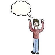 cartoon stressed man with thought bubble N74