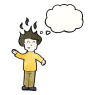 cartoon boy with thought bubble N32