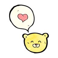 cartoon teddy bear face with love heart N2