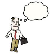 cartoon businessman in torn clothes