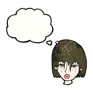 cartoon female face with thought bubble N171
