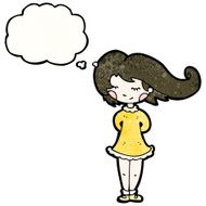 cartoon pretty girl with thought bubble N112