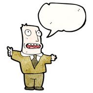 cartoon man in brown suit with speech bubble N2