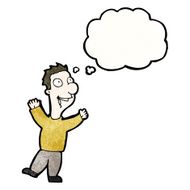 cartoon happy man with thought bubble N513