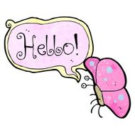 cartoon butterfly saying hello N2