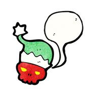 skull in christmas hat cartoon N2