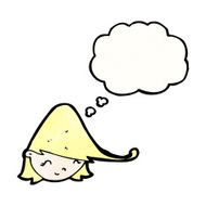 cartoon girl&#039;s face with thought bubble N2