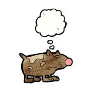 cartoon dog with thought bubble N50