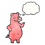 cartoon pig with thought bubble N25