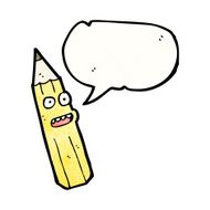 cartoon pencil with speech bubble N11