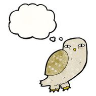 cartoon wise owl with thought bubble N2