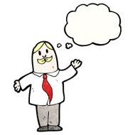 cartoon businessman waving with thought bubble N2