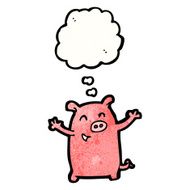 cartoon pig with thought bubble N26
