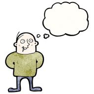 cartoon bald man with thought bubble N11