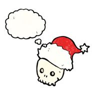 cartoon skull in santa hat N6