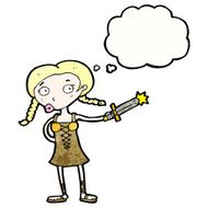 cartoon viking girl with thought bubble N2