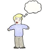 cartoon happy man with thought bubble N514