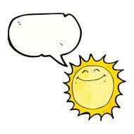 cartoon happy sun with speech bubble N20