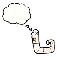 cartoon worm with thought bubble N13