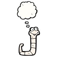 cartoon worm with thought bubble N14