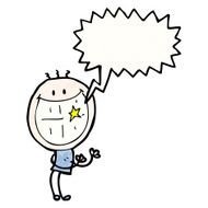 cartoon grinning man with speech bubble N104