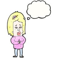 funny cartoon woman with thought bubble N2