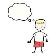 child&#039;s drawing of a happy boy with thought bubble N2