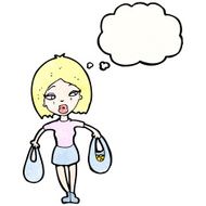 cartoon pretty blond woman with shopping bags N2